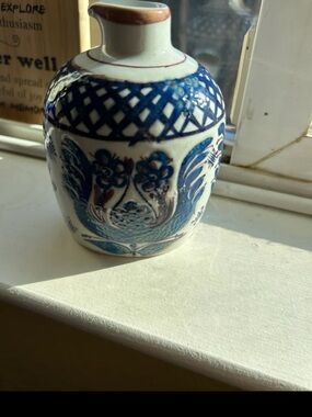 Blue Floral Royal Copenhagen faience bottle  vase
